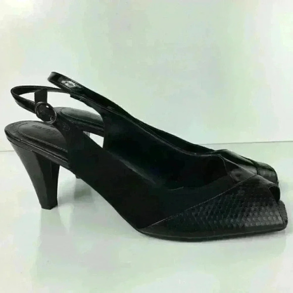 East 5th Heels Size 9.5 Snakeskin Print Peep Toe - Picture 2 of 10